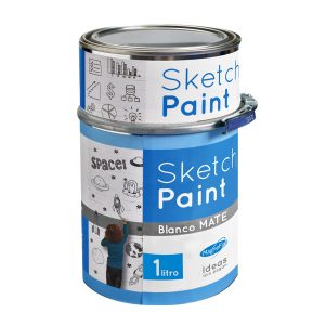 Pintura borrable sketchpaint; un bote del producto de color azul